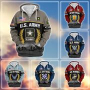 Premium US Veterans Zip Hoodie BPHN170913, Gifts For US Veterans, Gifts On Father's Day, Veterans Day.