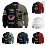 Premium US Veterans Bomber Jacket BPHN250912, Gifts For US Veterans, Gifts On Father's Day, Veterans Day.