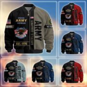 Premium US Veterans Bomber Jacket BPHN250912, Gifts For US Veterans, Gifts On Father's Day, Veterans Day.