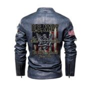 Premium Custom US Navy Veteran Leather Jacket VPVC702333, Gifts For Navy Veteran, Gifts On Father's Day, Veterans Day. - Image 3