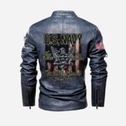 Premium Custom US Navy Veteran Leather Jacket VPVC702333, Gifts For Navy Veteran, Gifts On Father's Day, Veterans Day. - Image 3