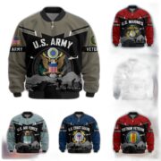 Premium US Veterans Bomber Jacket BPHN260911, Gifts For US Veterans, Gifts On Father's Day, Veterans Day.