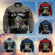 Premium US Veterans Bomber Jacket BPHN260911, Gifts For US Veterans, Gifts On Father's Day, Veterans Day.