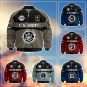 Premium US Veterans Bomber Jacket ATTN270821, Gifts For US Veterans, Gifts On Father's Day, Veterans Day.