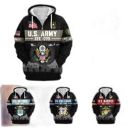 Premium US Veterans Zip Hoodie BPHN021011, Gifts For US Veterans, Gifts On Father's Day, Veterans Day.