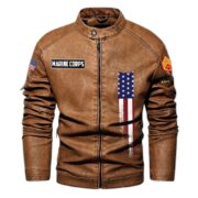 Premium Custom USMC Veteran Leather Jacket VPVC702363, Gifts For Marine Veteran, Gifts On Father's Day, Veterans Day. - Image 3