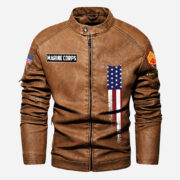 Premium Custom USMC Veteran Leather Jacket VPVC702363, Gifts For Marine Veteran, Gifts On Father's Day, Veterans Day. - Image 3