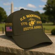 Premium USMC Veteran Hat CPVC121010, 250th Anniversary Marine Corps Hat, Gifts For Marine Veteran, Gifts On Father's Day, Veterans Day. - Image 2