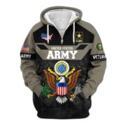 Premium US Veterans Zip Hoodie ATTN011023, Gifts For US Veterans, Gifts On Father's Day, Veterans Day. - Image 2