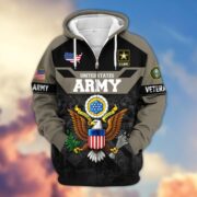 Premium US Veterans Zip Hoodie ATTN011023, Gifts For US Veterans, Gifts On Father's Day, Veterans Day. - Image 2