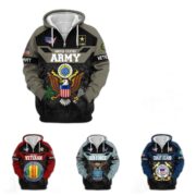 Premium US Veterans Zip Hoodie ATTN011023, Gifts For US Veterans, Gifts On Father's Day, Veterans Day.
