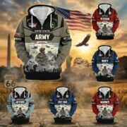 Premium US Veterans Zip Hoodie BPHN021014, Gifts For US Veterans, Gifts On Father's Day, Veterans Day.