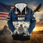 Premium US Veterans Zip Hoodie BPHN021014, Gifts For US Veterans, Gifts On Father's Day, Veterans Day. - Image 12