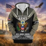 Premium US Veterans Zip Hoodie BPHN091012, Gifts For US Veterans, Gifts On Father's Day, Veterans Day. - Image 3