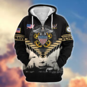 Premium US Veterans Zip Hoodie BPHN151011, Gifts For US Veterans, Gifts On Father's Day, Veterans Day. - Image 9